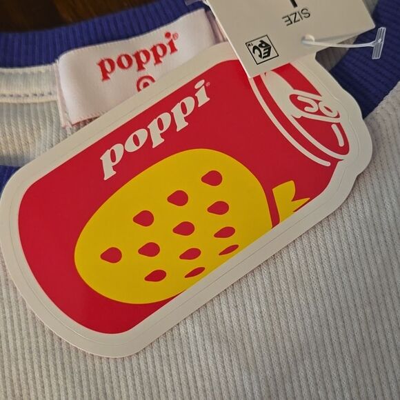 Poppi Soda White Purple crop top T-Shirt Womens L NWT Target Collab Graphic - Picture 10 of 12